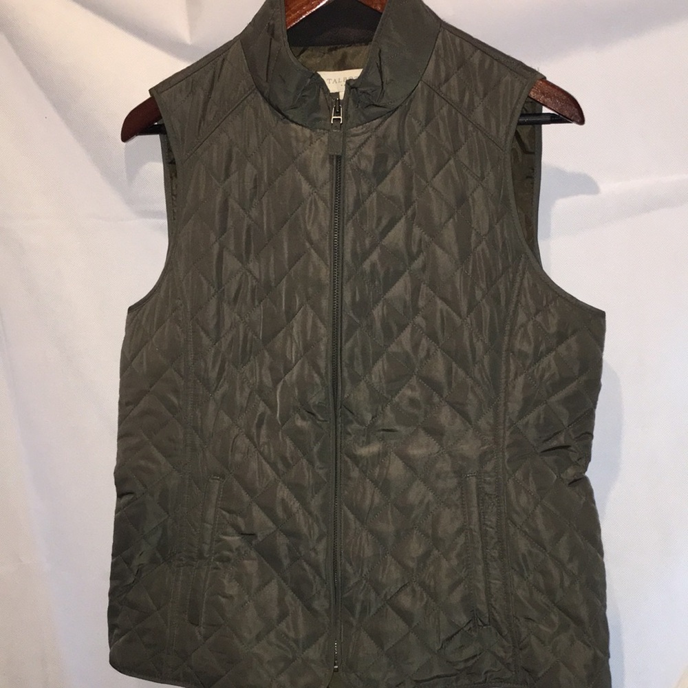 Talbots Quilted Vest | Olive Green | Size M